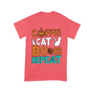Coffee Cat Books Repeat T-Shirt