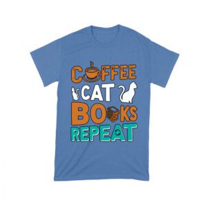 Coffee Cat Books Repeat T-Shirt