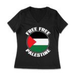 Free Free Palestine T-Shirt - Bold Pro-Palestine Tee for Activists, Human Rights Supporters, Justice Seekers, and Freedom Advocates Women Jersey V-Neck – Viva Party