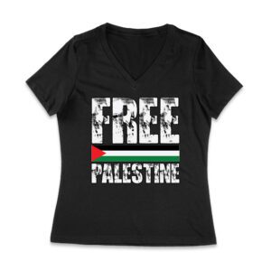 Free Palestine T-Shirt - Bold Pro-Palestine Tee for Activists, Human Rights Supporters, Justice Seekers, and Freedom Advocates Women Jersey V-Neck – Viva Party