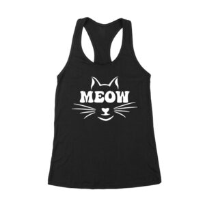 Meow T-Shirt - Cute Cat Lover Tee for Feline Fans, Pet Owners, Kitten Enthusiasts, Animal Lovers, and Funny Cat Gift Women's Racerback Tank Top – Viva Party