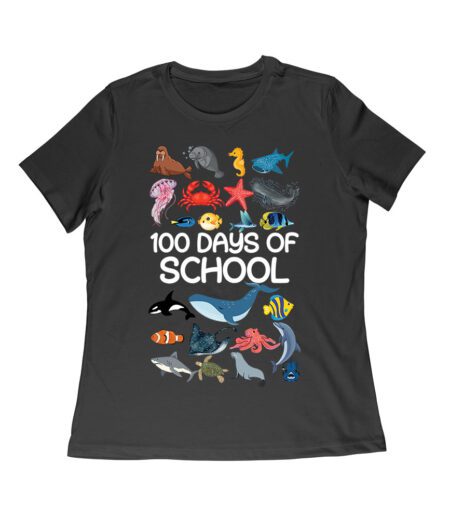 100 Days of School Sea Animals T-Shirt for Kids, Fun 100th Day of School Shirt, Ocean Theme School Shirt, Kids School Celebration Shirt Women Relaxed – Viva Party