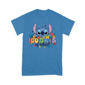 100 Days of School Cute Blue Creature T-Shirt, Fun School Celebration Shirt, Colorful Back to School Outfit for Kids and Teachers Unisex Youth