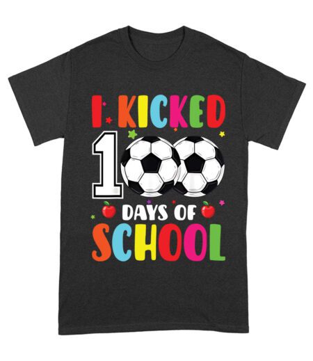 I Kicked 100 Days of School T-Shirt, Fun 100th Day Celebration Shirt, Cool School Milestone Shirt for Kids, Back to School Outfit Unisex Adult – Viva Party