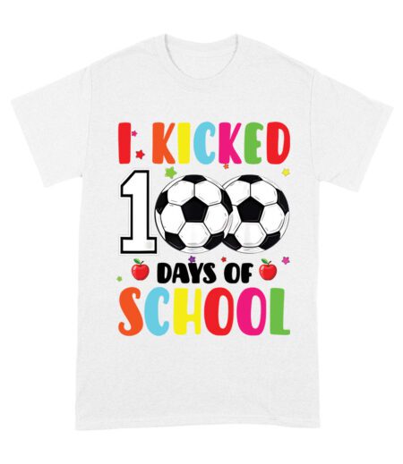 I Kicked 100 Days of School T-Shirt, Fun 100th Day Celebration Shirt, Cool School Milestone Shirt for Kids, Back to School Outfit Unisex Adult