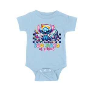 100 Days of School Cute Blue Creature T-Shirt, Fun Classroom Celebration Shirt, Adorable Back to School Outfit for Kids and Teachers Unisex Baby Jersey