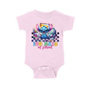 100 Days of School Cute Blue Creature T-Shirt, Fun Classroom Celebration Shirt, Adorable Back to School Outfit for Kids and Teachers Unisex Baby Jersey