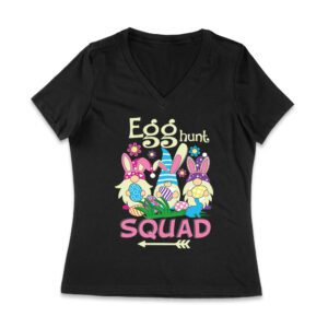 Egg Hunt Squad T-Shirt - Fun Easter Bunny & Colorful Eggs Team Outfit for Kids & Adults Women Jersey V-Neck – Viva Party