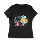 One Cute Chick T-Shirt - Funny Easter Outfit with Adorable Baby Chick for Women & Kids Women Jersey V-Neck – Viva Party