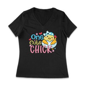 One Cute Chick T-Shirt - Funny Easter Outfit with Adorable Baby Chick for Women & Kids Women Jersey V-Neck – Viva Party