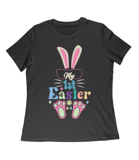 1st Easter T-Shirt - Adorable Baby?s First Easter Outfit with Cute Bunny & Colorful Eggs Women Relaxed – Viva Party