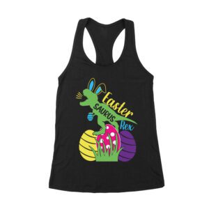 Easter Saurus Rex T-Shirt - Funny Dinosaur Easter Egg Hunt Outfit for Kids & Boys Women's Racerback Tank Top – Viva Party
