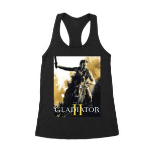 Gladiator II - Paul Riding on a Horse T-Shirt - Epic Warrior Battle Design for Brave Fighters Women's Racerback Tank Top – Viva Party