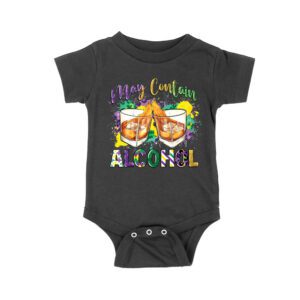 Mardi Gras T-Shirt - Funny "May Contain Alcohol" Design, Whiskey Glasses & Festive Colors, Party Outfit for Fat Tuesday & New Orleans Celebration Unisex Baby Jersey – Viva Party
