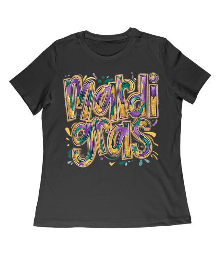 Festive Mardi Gras T-Shirt - Colorful Glitter-Inspired Lettering, Bold Carnival Spirit, Fun New Orleans Party Outfit Women Relaxed – Viva Party