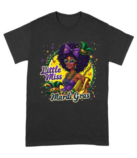 Little Miss Mardi Gras T-Shirt - Cute Glitter-Inspired Design for Girls, Fun Carnival Outfit, Festive New Orleans Party Wear Unisex Adult – Viva Party
