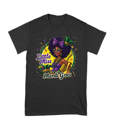 Little Miss Mardi Gras T-Shirt - Cute Glitter-Inspired Design for Girls, Fun Carnival Outfit, Festive New Orleans Party Wear Unisex Youth – Viva Party