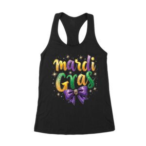 Mardi Gras T-Shirt - Bold Carnival Celebration Design, Festive Party Outfit, Colorful New Orleans Parade Attire Women's Racerback Tank Top – Viva Party