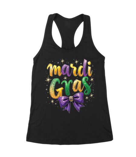 Mardi Gras T-Shirt - Bold Carnival Celebration Design, Festive Party Outfit, Colorful New Orleans Parade Attire Women's Racerback Tank Top – Viva Party