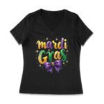 Mardi Gras T-Shirt - Bold Carnival Celebration Design, Festive Party Outfit, Colorful New Orleans Parade Attire Women Jersey V-Neck – Viva Party