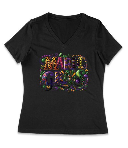 Mardi Gras Party T-Shirt - Vibrant Carnival Design, Fun & Festive for Celebrations, New Orleans Inspired Shirt for Mardi Gras Lovers Women Jersey V-Neck – Viva Party