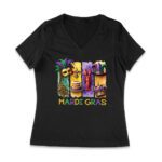 Colorful Mardi Gras T-Shirt - Bold Carnival Design for Fun Celebrations, Perfect for Parades, Parties & Festive Occasions Women Jersey V-Neck – Viva Party