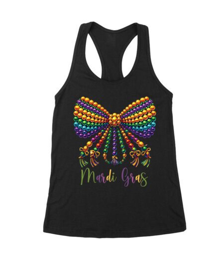 Mardi Gras T-Shirt - Eye-Catching Carnival Colors, Perfect for Parades, Parties, and Vibrant Festive Celebrations Women's Racerback Tank Top – Viva Party