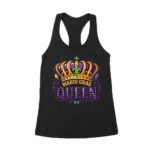 Mardi Gras Queen T-Shirt - Royal Carnival Design for Festive Parades, Parties & Celebrations, Perfect for Mardi Gras Enthusiasts Women's Racerback Tank Top – Viva Party