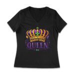 Mardi Gras Queen T-Shirt - Royal Carnival Design for Festive Parades, Parties & Celebrations, Perfect for Mardi Gras Enthusiasts Women Jersey V-Neck – Viva Party