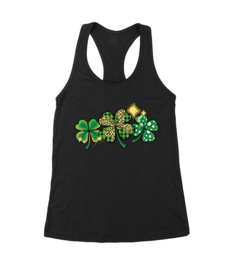 St. Patrick's Day Clover T-Shirt - Lucky Irish Shamrock Party Tee for Festive Celebrations Women's Racerback Tank Top – Viva Party