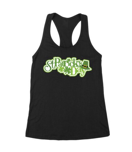 Lucky Clover Irish T-Shirt - Fun Shamrock Tee for St. Paddy's Celebration Women's Racerback Tank Top – Viva Party
