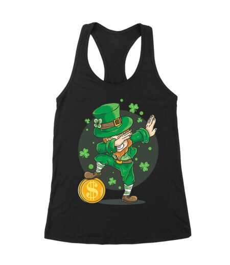St. Patrick's Day Dabbing T-Shirt - Funny Irish Shamrock Dance Party Tee Women's Racerback Tank Top – Viva Party