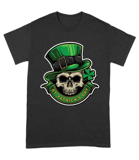 St. Patrick's Day Skull T-Shirt - Cool Irish Shamrock Gothic Lucky Party Tee Unisex Adult – Viva Party