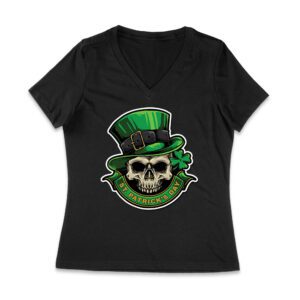 St. Patrick's Day Skull T-Shirt - Cool Irish Shamrock Gothic Lucky Party Tee Women Jersey V-Neck – Viva Party