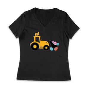 Easter Tractor Bunny T-Shirt - Cute Farm Easter Egg Hunting Tee for Kids & Farmers Women Jersey V-Neck – Viva Party
