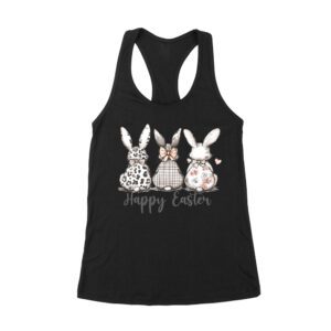 Happy Easter Bunnies T-Shirt - Cute Spring Bunny & Egg Hunting Tee for Easter Lovers Women's Racerback Tank Top – Viva Party