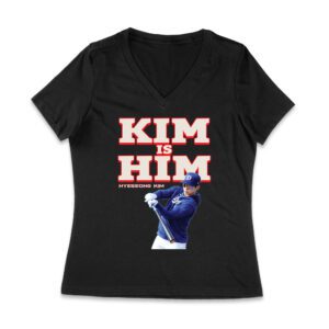 Kim is Him T-Shirt - Bold Athlete Graphic Tee - Dynamic Sports Fan Apparel - Statement Streetwear - Perfect Gift for Baseball Enthusiasts Women Jersey V-Neck – Viva Party