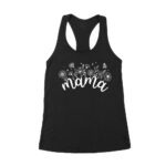 Mama Mother's Day T-Shirt - Floral Mom Tee - Cute Gift for Mom - Flower Background Shirt Women's Racerback Tank Top – Viva Party