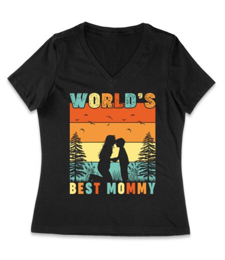World's Best Mommy - Cute Mother's Day T-Shirt - Gift for Mom - Adorable Mom Appreciation Tee Women Jersey V-Neck – Viva Party