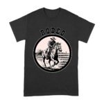 Western Rodeo T-Shirt - Cowboy Riding Horse Graphic Tee - Vintage Western Horseback Rider Shirt - Country Farm Ranch Style Gift for Men & Women Unisex Adult – Viva Party