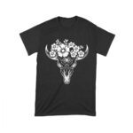 Rodeo Cow Skull T-Shirt - Western Floral Skull Graphic Tee - Vintage Country Rodeo Shirt - Rustic Cowboy Cowgirl Outfit for Men & Women Unisex Toddler – Viva Party