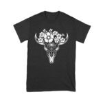 Rodeo Cow Skull T-Shirt - Western Floral Skull Graphic Tee - Vintage Country Rodeo Shirt - Rustic Cowboy Cowgirl Outfit for Men & Women Unisex Youth – Viva Party