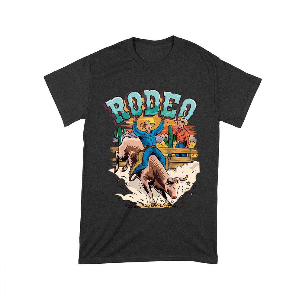 Rod-19_T-Black.jpg Rodeo Cowboy T-Shirt - Western Horse Riding Graphic Tee - Vintage Country Rodeo Shirt - Rustic Cowboy Style Gift For Men &Amp;Amp; Women Unisex Toddler – Viva Party