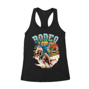 Rodeo Cowboy T-Shirt - Western Horse Riding Graphic Tee - Vintage Country Rodeo Shirt - Rustic Cowboy Style Gift for Men & Women Women's Racerback Tank Top – Viva Party