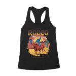 Rodeo Cowboy Riding T-Shirt - Western Horseback Rider Graphic Tee - Vintage Country Rodeo Shirt for Men & Women Women's Racerback Tank Top – Viva Party