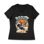Cowboy Rodeo T-Shirt - Western Horse Riding Graphic Tee - Vintage Country Ranch Style Shirt for Men & Women Women Jersey V-Neck – Viva Party