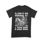 Saddle Up with a Good Book Rodeo T-Shirt - Western Cowgirl Reading Graphic Tee - Vintage Country Horse Riding Shirt for Book Lovers & Rodeo Fans Unisex Toddler – Viva Party