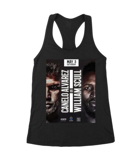 Canelo Alvarez vs William Scull Fight Night T-Shirt - Boxing Match Fan Graphic Apparel Women's Racerback Tank Top – Viva Party