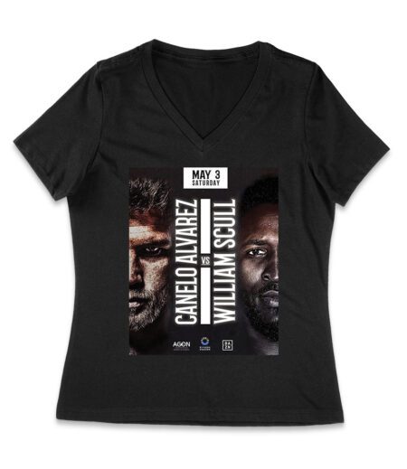 Canelo Alvarez vs William Scull Fight Night T-Shirt - Boxing Match Fan Graphic Apparel Women Jersey V-Neck – Viva Party