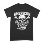 American Skull Gothic T-Shirt - Patriotic Dark Art Design Unisex Adult – Viva Party